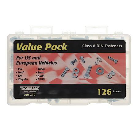 Din Fasteners, Metric, Class 8, 126PC