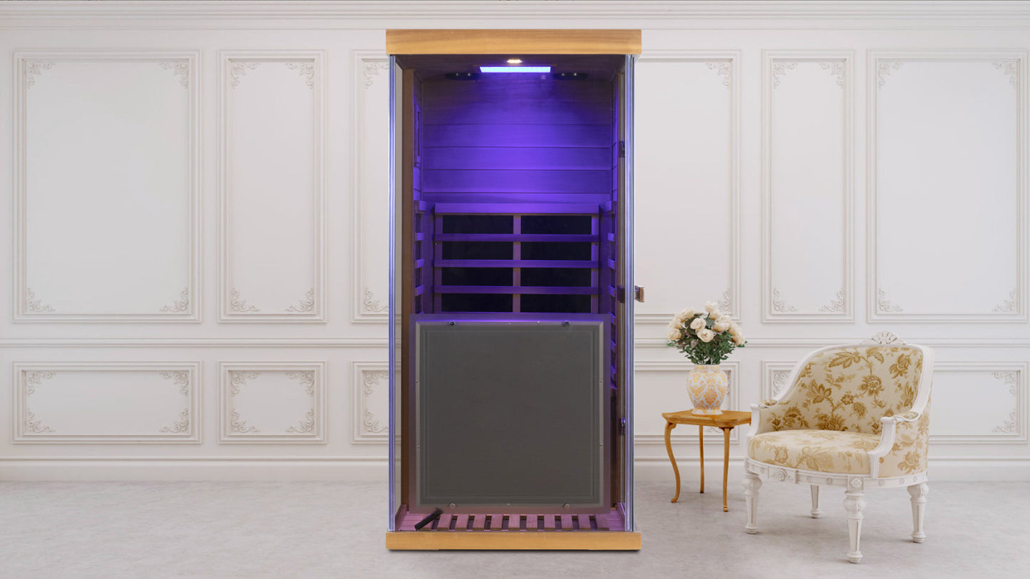 Wizzi Saunas 909MX Mini 1 Person Infrared Sauna 3 Sides Large glass panels