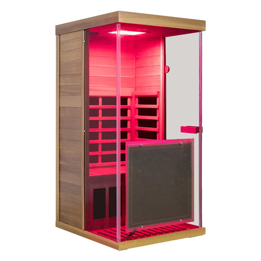 Wizzi Saunas 909MX Mini 1 Person Infrared Sauna 3 Sides Large glass panels