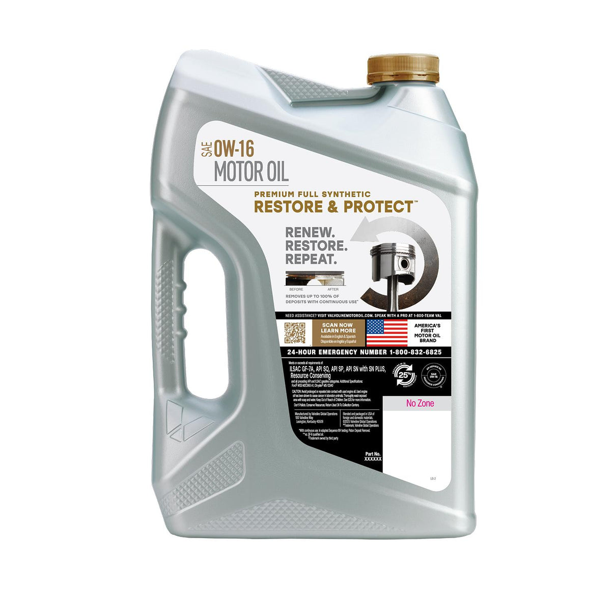 Valvoline Restore and Protect Full Synthetic 0W-16 Motor Oil 5 Quart 913002