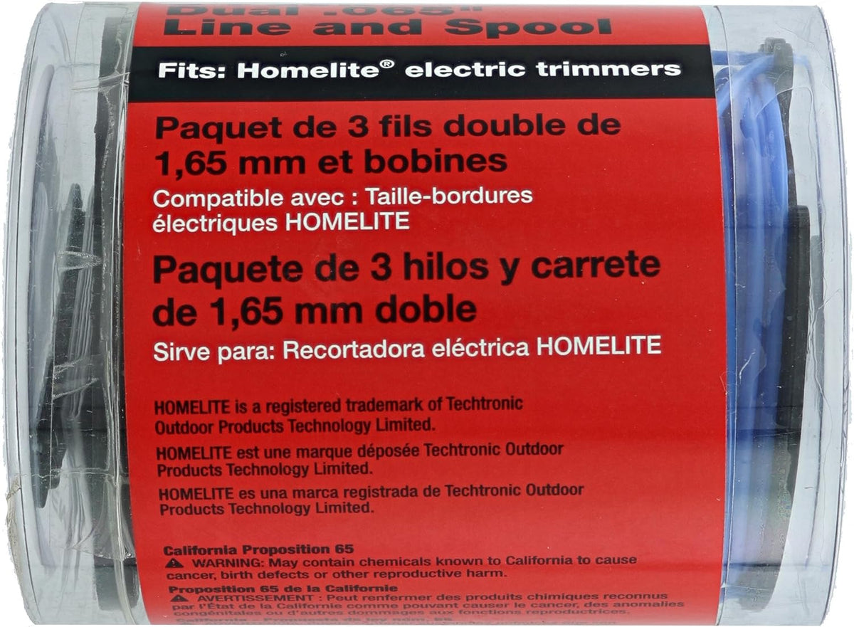 Homelite Genuine OEM AC41RL3 Autofeed Dual .065” Replacement Line and Spool Pack for Homelite Electric String Trimmers (3 Pack)