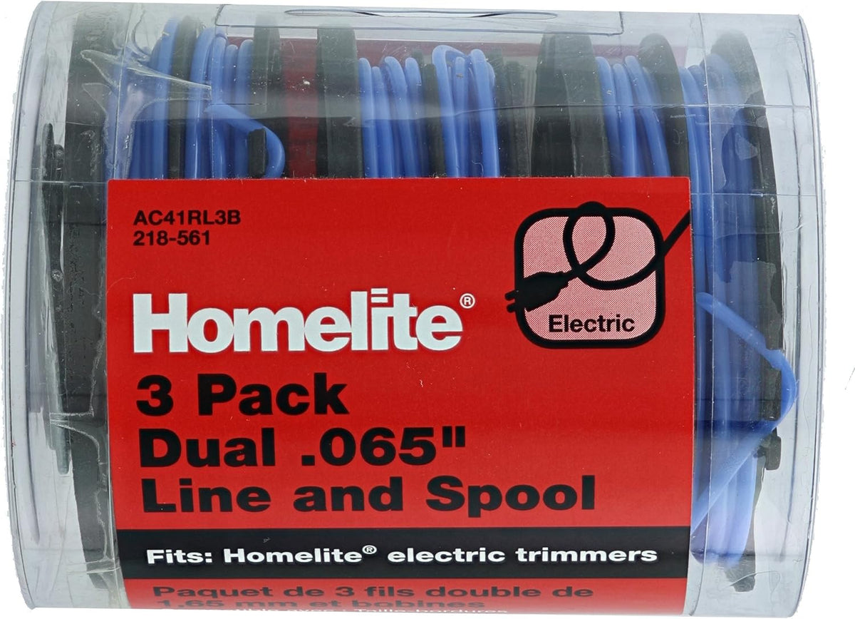 Homelite Genuine OEM AC41RL3 Autofeed Dual .065” Replacement Line and Spool Pack for Homelite Electric String Trimmers (3 Pack)