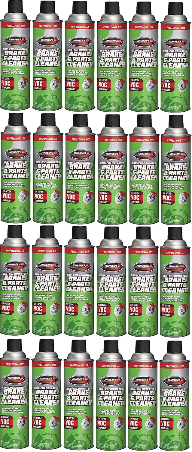Johnsen's 2417 Brake & Parts Cleaner, OTC-Compliant, 14oz, 24-Pack | Fast-drying formula removes grease, oil, and brake dust from calipers, rotors, pads, and drums