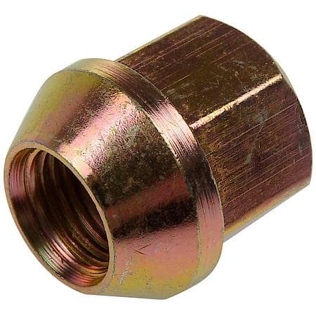 Wheel Lug Nut: 1/2-20 Thread, Conical 60, Bulge, 0.906" Length, Yellow; Zinc Plated, 1 Pack