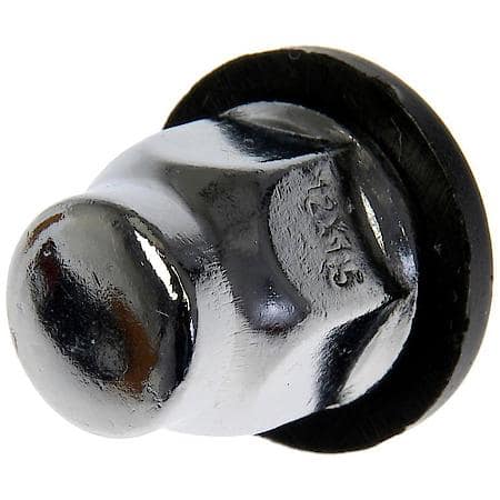 Wheel Lug Nut: M12-1.50 Thread, Radius, Acorn, 1.378" Length, Chrome, 1 Pack