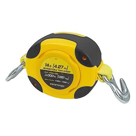 14' 9000 lbs Break Strength Retractable Yellow Tow Strap, 1 Pack