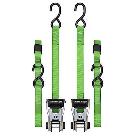 10' 1500 lbs Break Strength RatchetX Tie Downs Green, 2 Pack