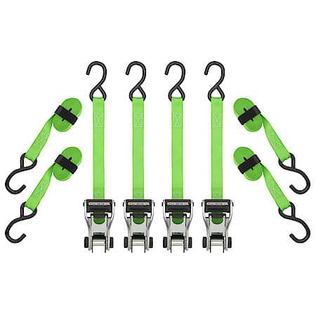 14' 1500 lb RatchetX Ratchet Tie Down 4 Pack Green