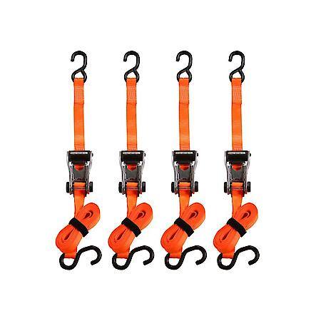 14' 3000 lb RatchetX Ratchet Tie Down 4 Pack Orange