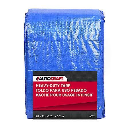 Tarp, Heavy-Duty, 9' x 12', blue, Polyethylene, Universal, 1 Pack, Waterproof, UV Treated