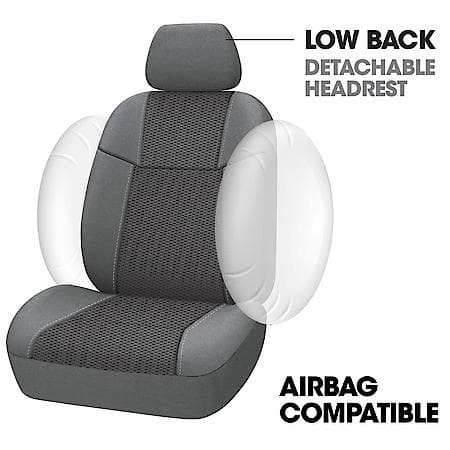 AutoCraft Seat Cover: Grey, Knitting Jacquard, Low Back, Universal, 2 Pk