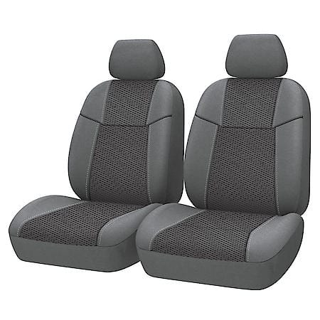 AutoCraft Seat Cover: Grey, Knitting Jacquard, Low Back, Universal, 2 Pk