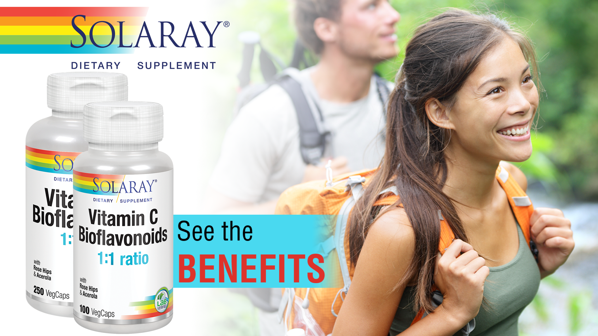 SOLARAY Vitamin C 500mg with Citrus Bioflavonoids, 1:1 Ratio - Antioxidant and Immune Support Supplement - Vitamin C with Rose HIPS and Acerola, Vegan, 60-Day Guarantee, 125 Servings, 250 VegCaps