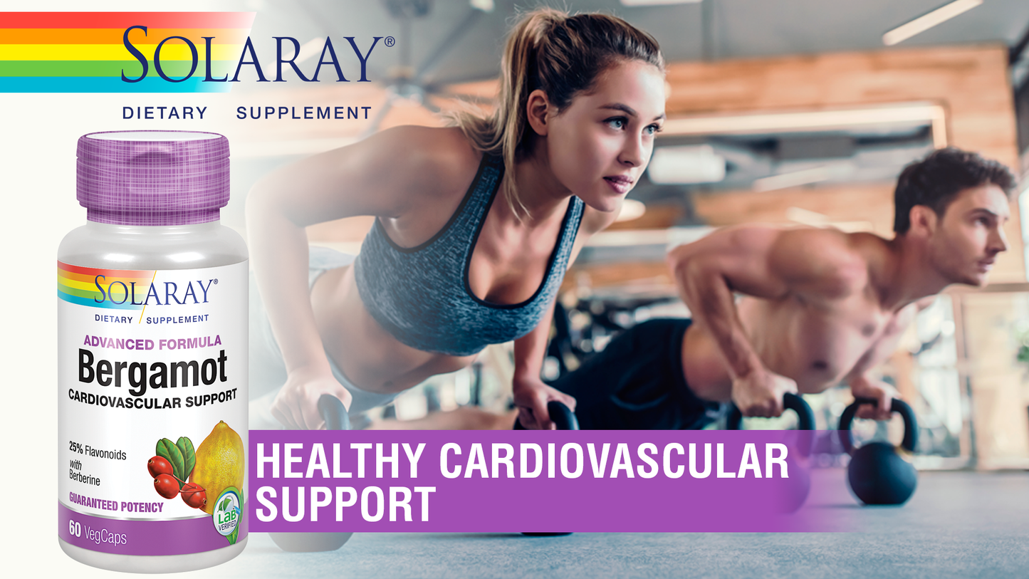 SOLARAY Bergamot 500 mg - Citrus Bergamot Supplement for an Active Lifestyle - Standardized to 25% Flavonoids - with Berberine HCl from Indian Barberry - Vegan, 60-Day Guarantee, 30 Serv, 60 VegCaps