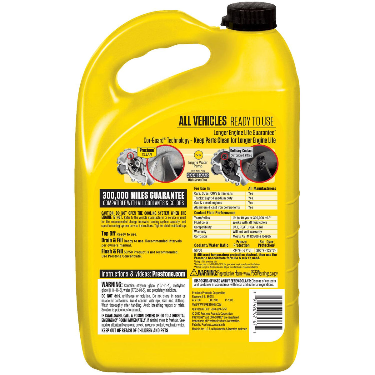 Prestone Yellow Pre-Mixed Engine Coolant / Antifreeze | AF-2100