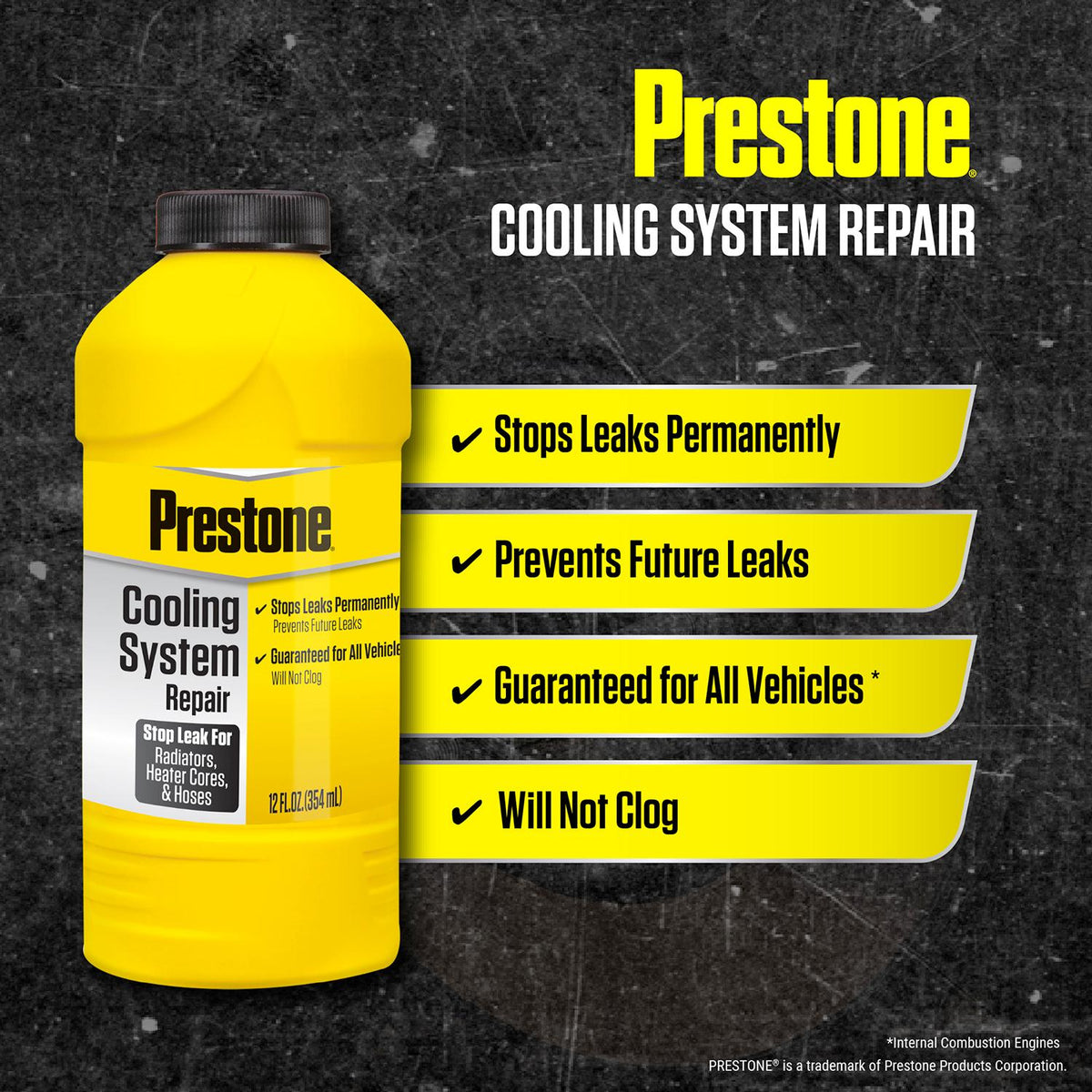 Prestone Cooling System Repair Stop Leak for Radiators Heater Cores and Hoses | AS145R