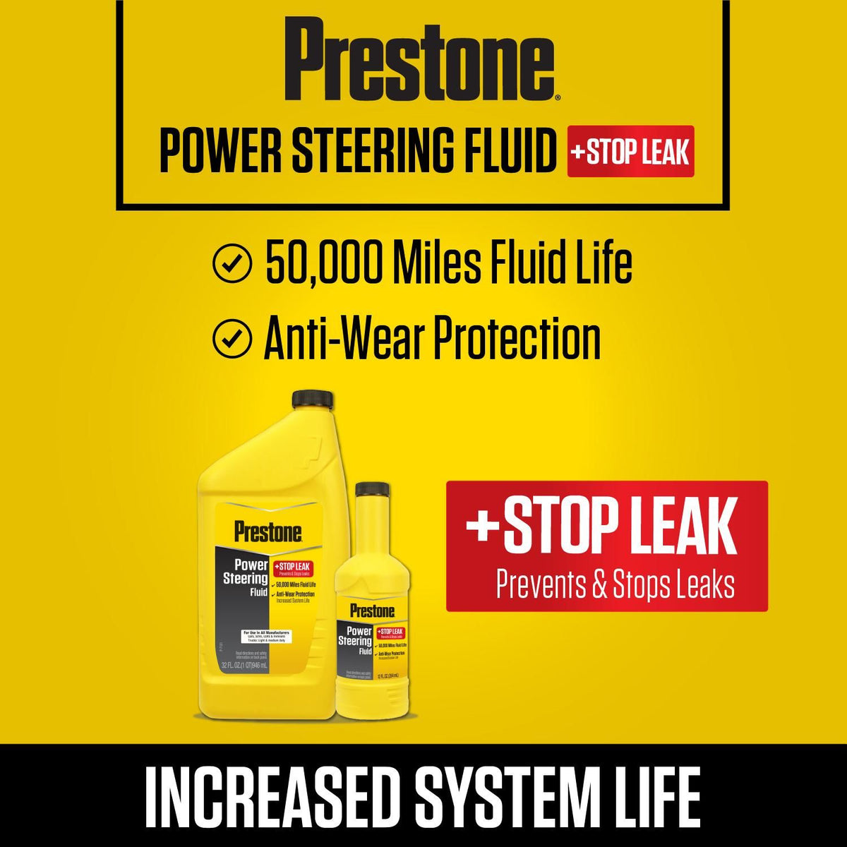 Prestone Power Steering Fluid + Stop Leak 12oz | AS262Y