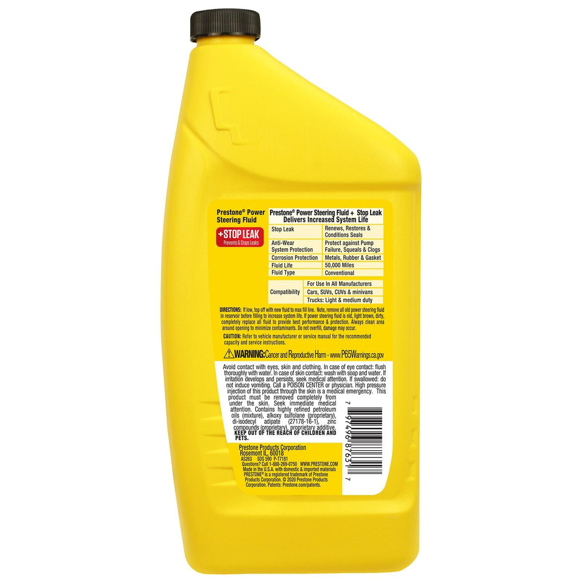 Prestone Power Steering Fluid + Stop Leak 32oz | AS263Y-12