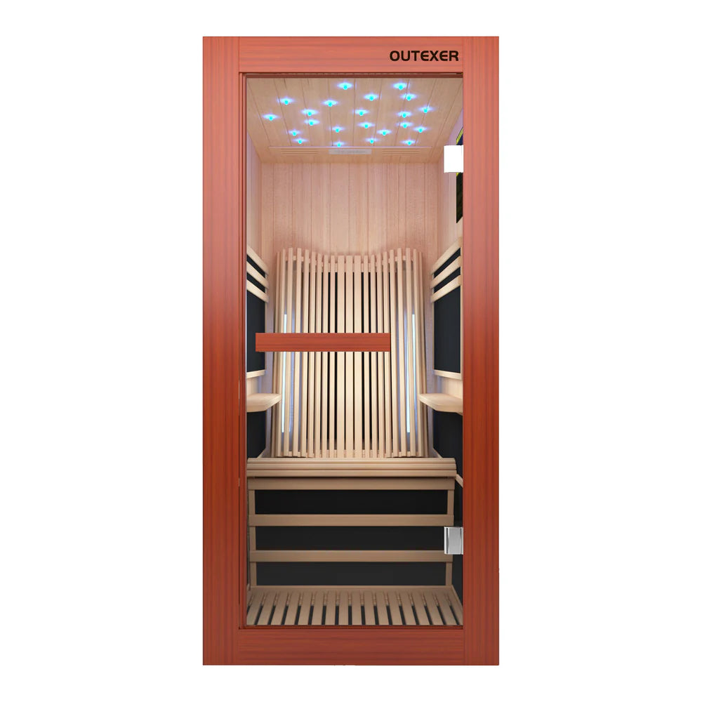 Outexer HK6 Indoor 1-Person Infrared Sauna with Ergonomic Backrest