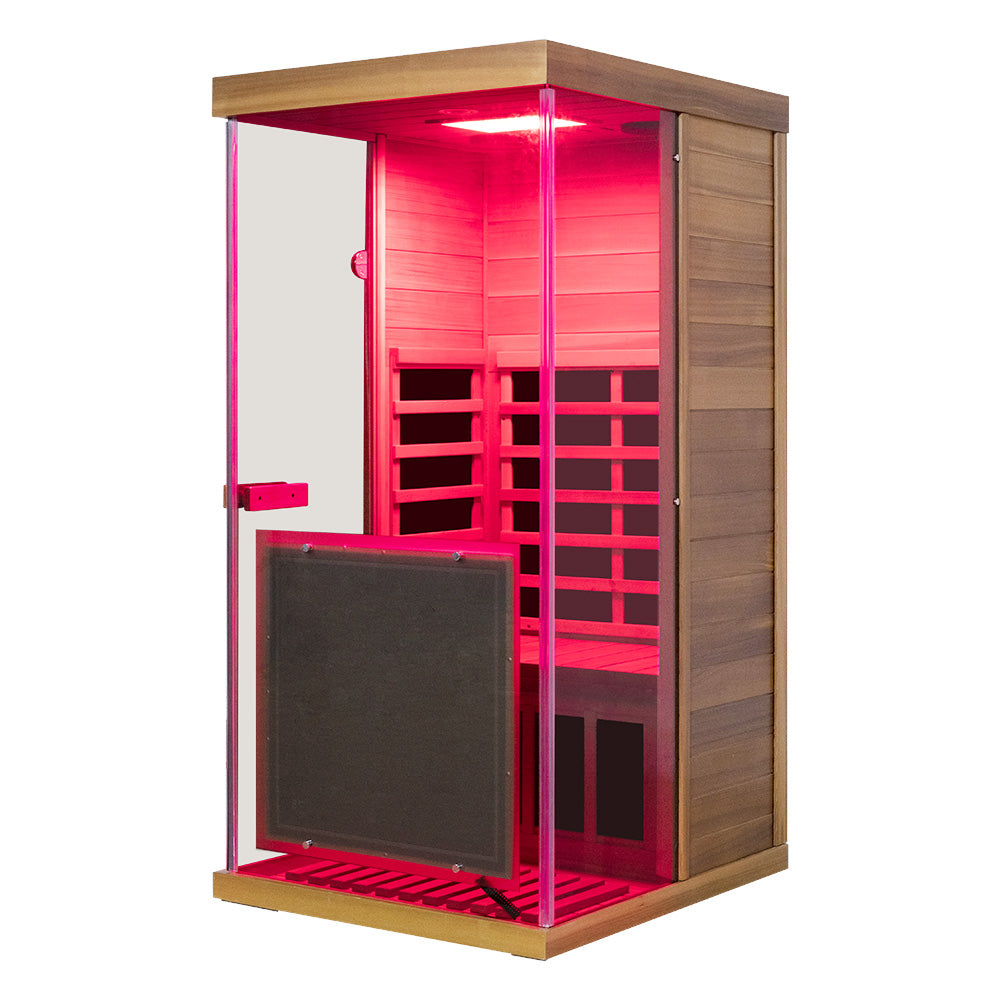 Wizzi Saunas 909MX Mini 1 Person Infrared Sauna 3 Sides Large glass panels