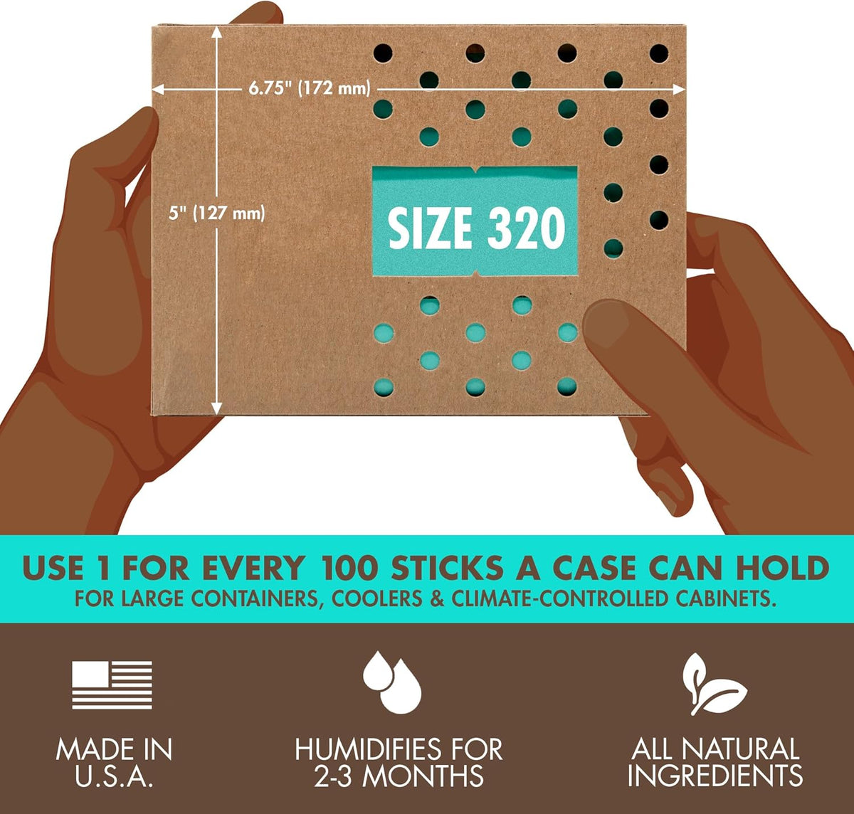 Boveda for Seasoning Two-Way Humidity Control Pack – 84% RH for Climate-Controlled Cabinets and Electric Coolers – Size 320 – Single – Individually Wrapped Seasoning Packet