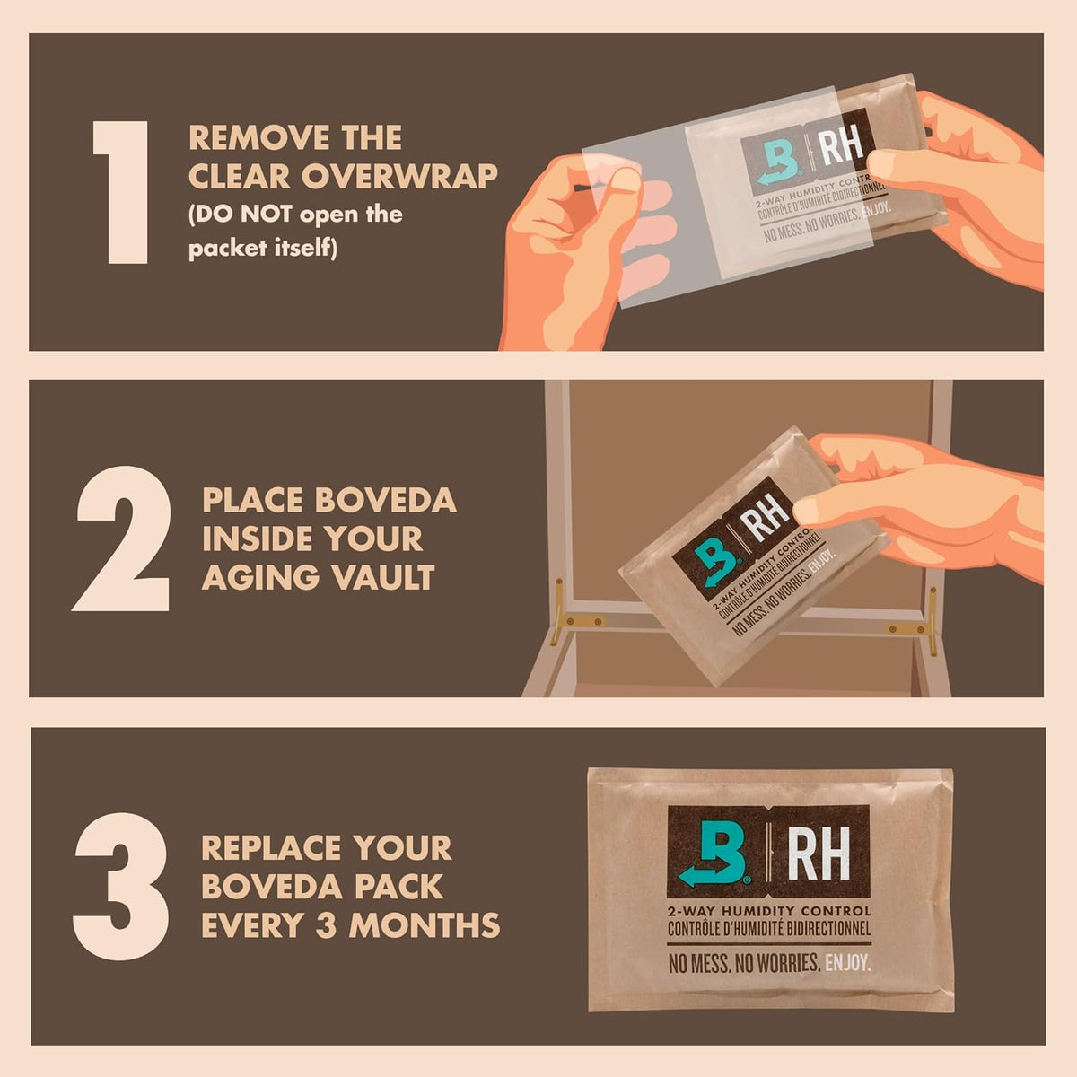 Boveda for Seasoning Two-Way Humidity Control Pack – 84% RH for Climate-Controlled Cabinets and Electric Coolers – Size 320 – Single – Individually Wrapped Seasoning Packet