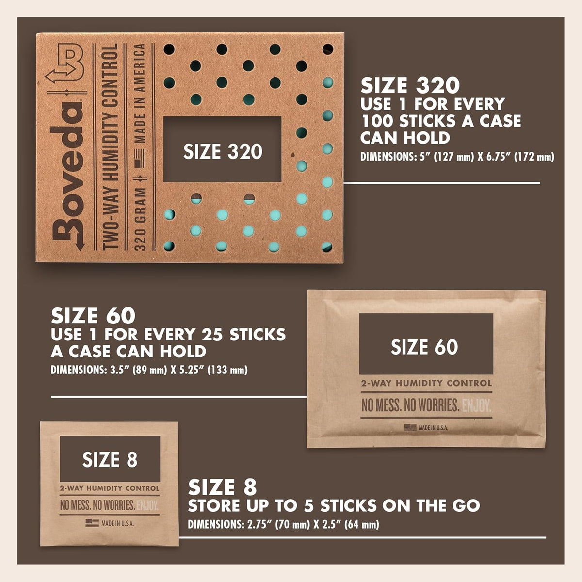 Boveda for Seasoning Two-Way Humidity Control Pack – 84% RH for Climate-Controlled Cabinets and Electric Coolers – Size 320 – Single – Individually Wrapped Seasoning Packet