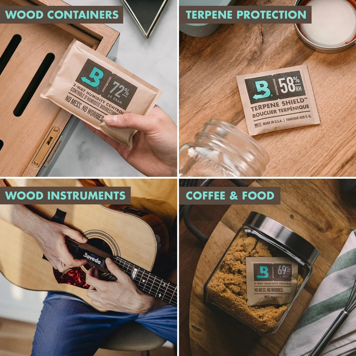 Boveda for Seasoning Two-Way Humidity Control Pack – 84% RH for Climate-Controlled Cabinets and Electric Coolers – Size 320 – Single – Individually Wrapped Seasoning Packet