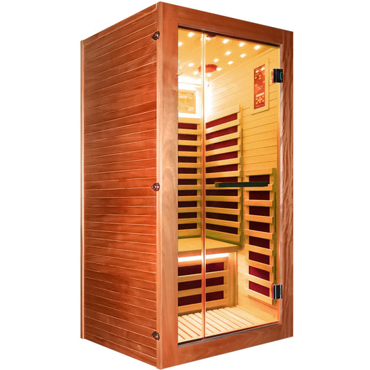 Outexer HF1 Indoor 1-Person Infrared Sauna | Colorful Lights & Bluetooth Audio