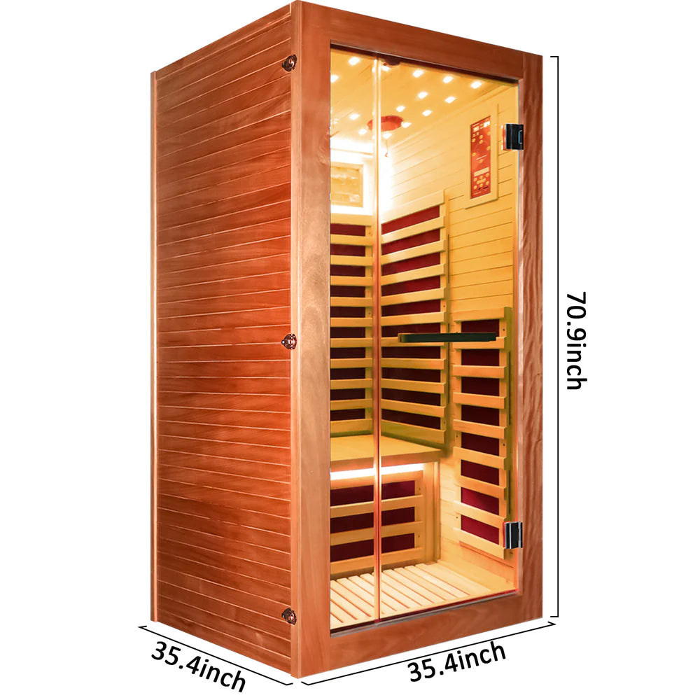 Outexer HF1 Indoor 1-Person Infrared Sauna | Colorful Lights & Bluetooth Audio