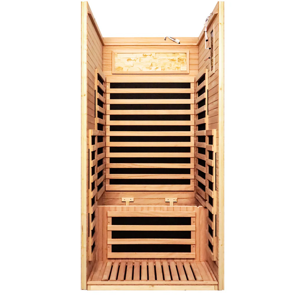 Outexer HF1 Indoor 1-Person Infrared Sauna | Colorful Lights & Bluetooth Audio