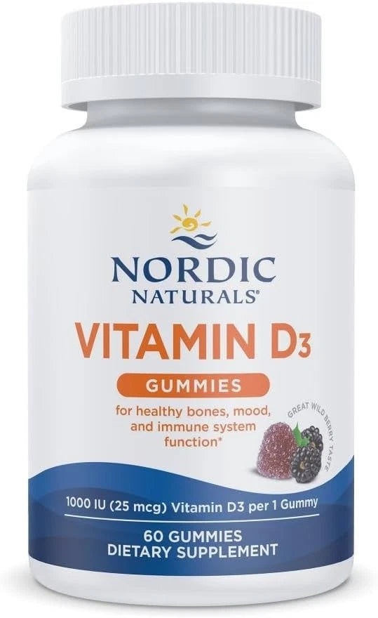 Nordic Naturals Vitamin D3 Gummies, Wild Berry - 60 Gummies - 1000 IU Vitamin D