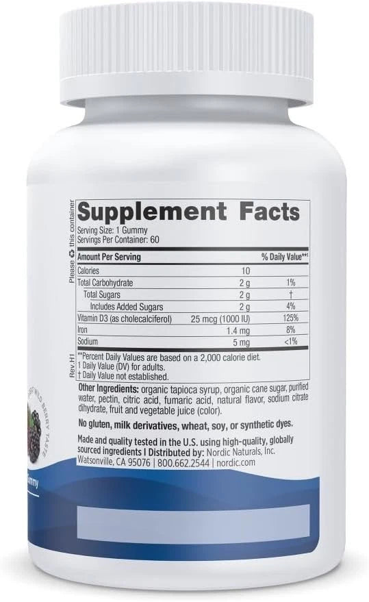 Nordic Naturals Vitamin D3 Gummies, Wild Berry - 60 Gummies - 1000 IU Vitamin D