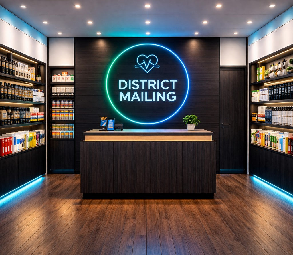 District Mailing storefront — premium health, wellness, and lifestyle products